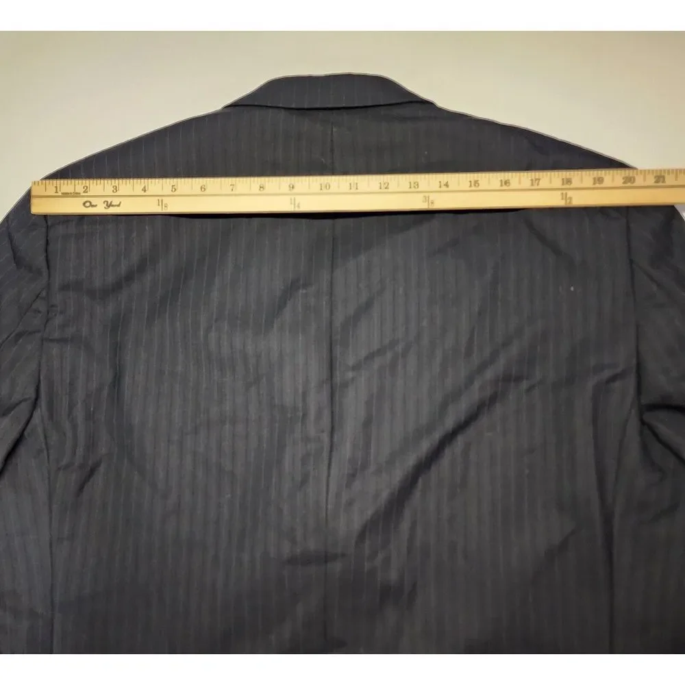 Ralph Ralph Lauren Mens Size 46R 100% Wool Blue Striped‎ Blazer with Vest